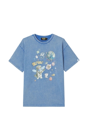 Mini Cream graphic-print T-shirt - Blue