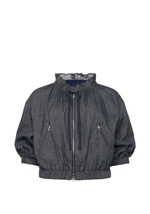 Cinq A Sept ruffled-collar herringbone jacket - Blue