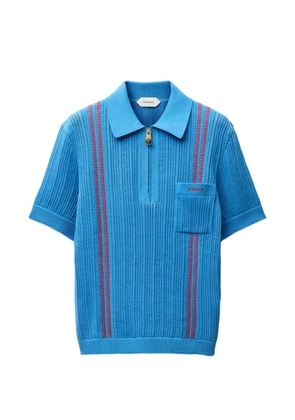 Versace Greca-pattern zip-neck polo shirt - Blue