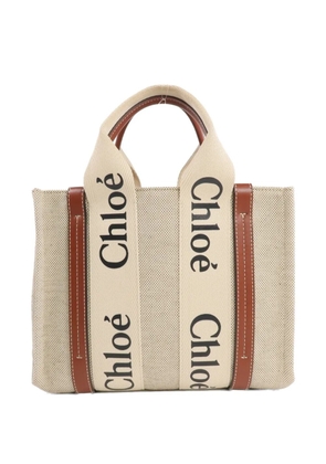 Chloé Pre-Owned small Woody logo-print tote bag - Neutrals
