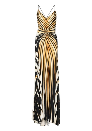 Roberto Cavalli Ray Of Gold-print maxi dress - Black