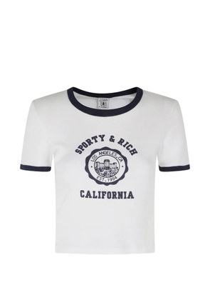Sporty & Rich logo-print ringer T-shirt - White