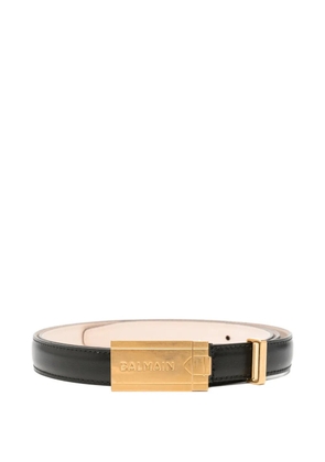 Balmain Pre-Owned logo-plaque leather belt - Black