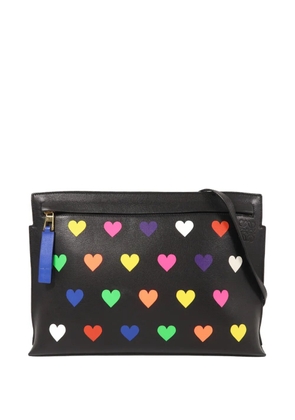 Loewe Pre-Owned heart-print leather shoulder bag - Black