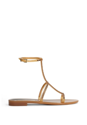 MENGHI crystal-embellished T-bar sandals - Brown