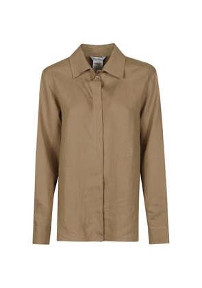 Max Mara embroidered-logo long-sleeve shirt - Neutrals