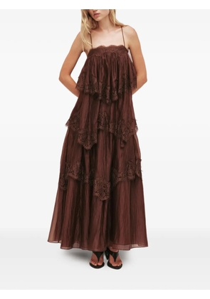 Aje Ophelia lace-trimmed tiered maxi dress - Brown