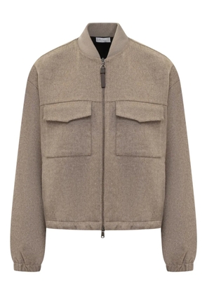 Brunello Cucinelli virgin wool bomber jacket - Neutrals