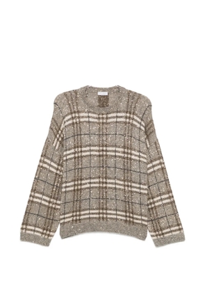 Brunello Cucinelli sequin-embellished checked sweater - Grey