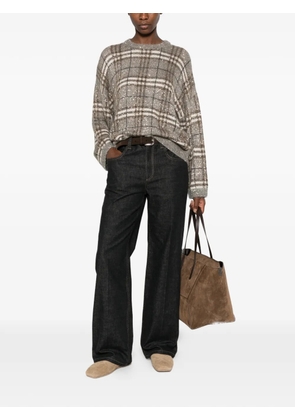 Brunello Cucinelli sequin-embellished checked sweater - Grey