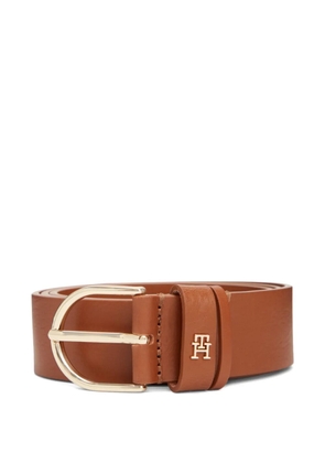 Tommy Hilfiger logo-plaque leather belt - Brown
