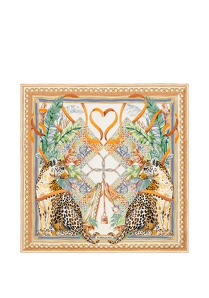 Ferragamo Poised leopards-print silk scarf - Neutrals