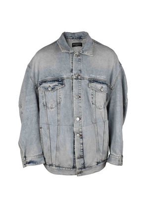 Balenciaga embroidered faded denim jacket - Blue