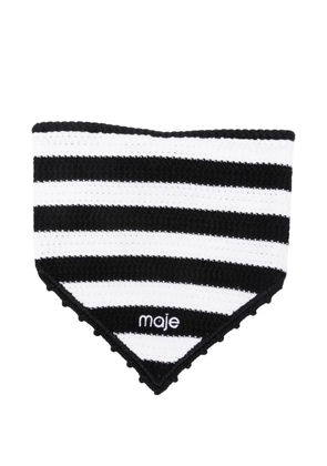 Maje crochet-knit striped bandana - Black