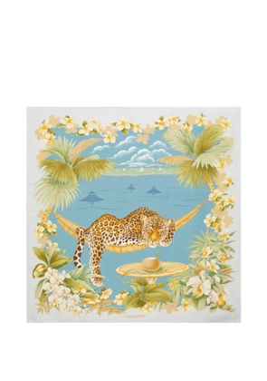 Ferragamo Jungle-print silk scarf - Blue