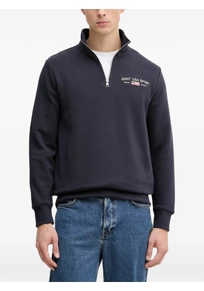 Gant logo-embroidered quarter-zip sweater - Blue