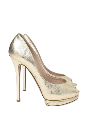 Nicholas Kirkwood lace-detail peep-toe pumps - Gold