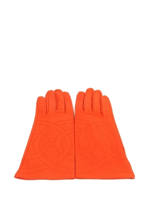 Hermès Pre-Owned perforated leather gloves - Orange