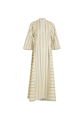 Thierry Colson Rachel striped band-collar maxi dress - Yellow