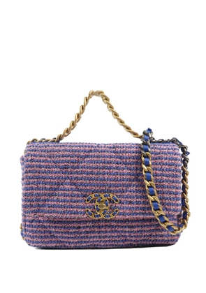 CHANEL Pre-Owned 19 CC turn-lock tweed tote bag - Blue