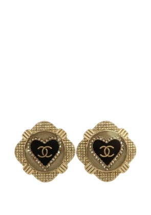 CHANEL Pre-Owned CC heart-motif earrings - Gold
