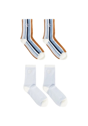 adidas logo-embroidered striped socks - Blue