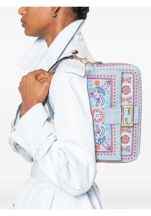 FENDI Baguette bead-embroidered shoulder bag - Blue