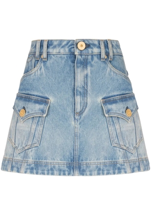 Balmain A-line denim miniskirt - Blue