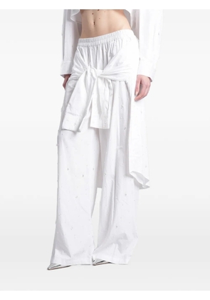 Giuseppe Di Morabito crystal-embellished elastic-waist palazzo pants - White