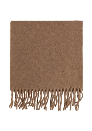 Max Mara Fragore fringed logo-embroidered scarf - Brown