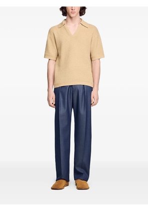 SANDRO jute-effect polo shirt - Neutrals