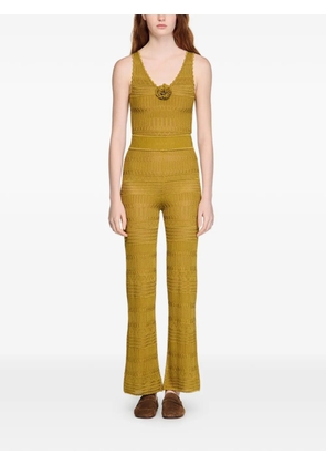 SANDRO pointelle knit trousers - Green