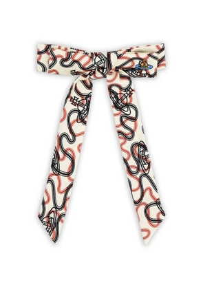 Vivienne Westwood Orb-print bow hair clip - White