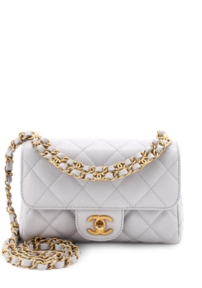 CHANEL Pre-Owned CC Double Chain Handle Flap Bag Quilted Caviar Mini crossbody bag - Grey