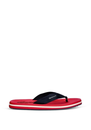 Gant logo-print striped flip-flops - Red