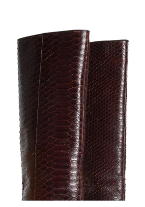 Cynthia Rowley snake-embossed leather wedge boots - Brown
