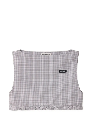 Miu Miu checked poplin crop top - White