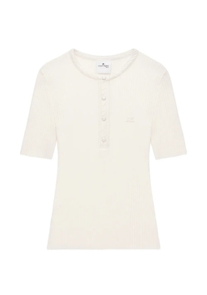 Courrèges ribbed-knit vinyl-collar T-shirt - White