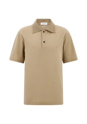 Ferragamo polo shirt with knitted collar - Neutrals