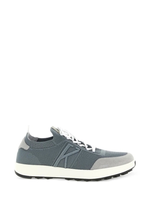 Kiton suede-panelled slip-on sneakers - Blue