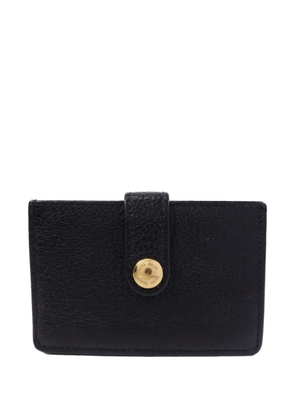 Miu Miu Pre-Owned logo-plaque leather card holder - Black