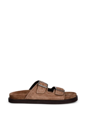 Gant buckle-fastening suede slides - Brown