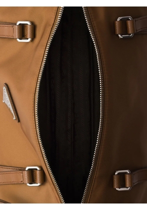Prada large Re-Nylon and Saffiano leather duffel bag - Brown