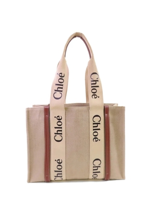 Chloé Pre-Owned Woody canvas tote bag - Neutrals