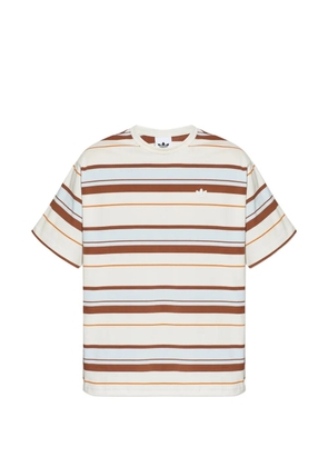 adidas striped logo-patch T-shirt - Neutrals