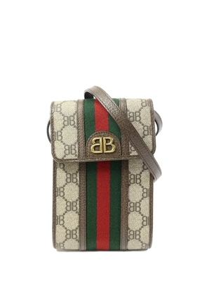 Balenciaga Pre-Owned x Gucci BB monogram-pattern shoulder bag - Neutrals