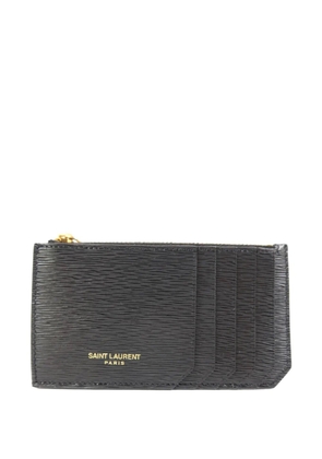 Saint Laurent Pre-Owned textured leather card case - Black