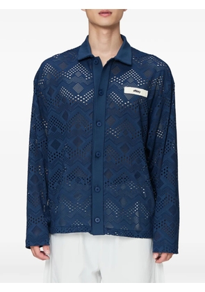 Off Duty Nauru geometric-perforated logo-patch shirt - Blue
