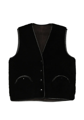 Blazé Milano leather-trim buttoned gilet - Brown