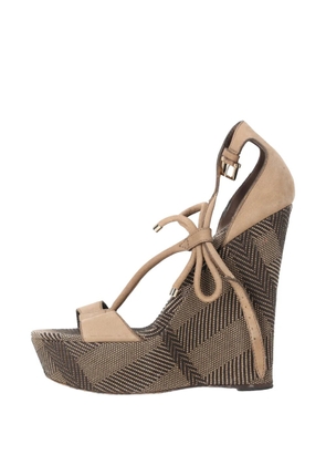 Burberry Pre-Owned bow T-strap heeled sandals - Brown